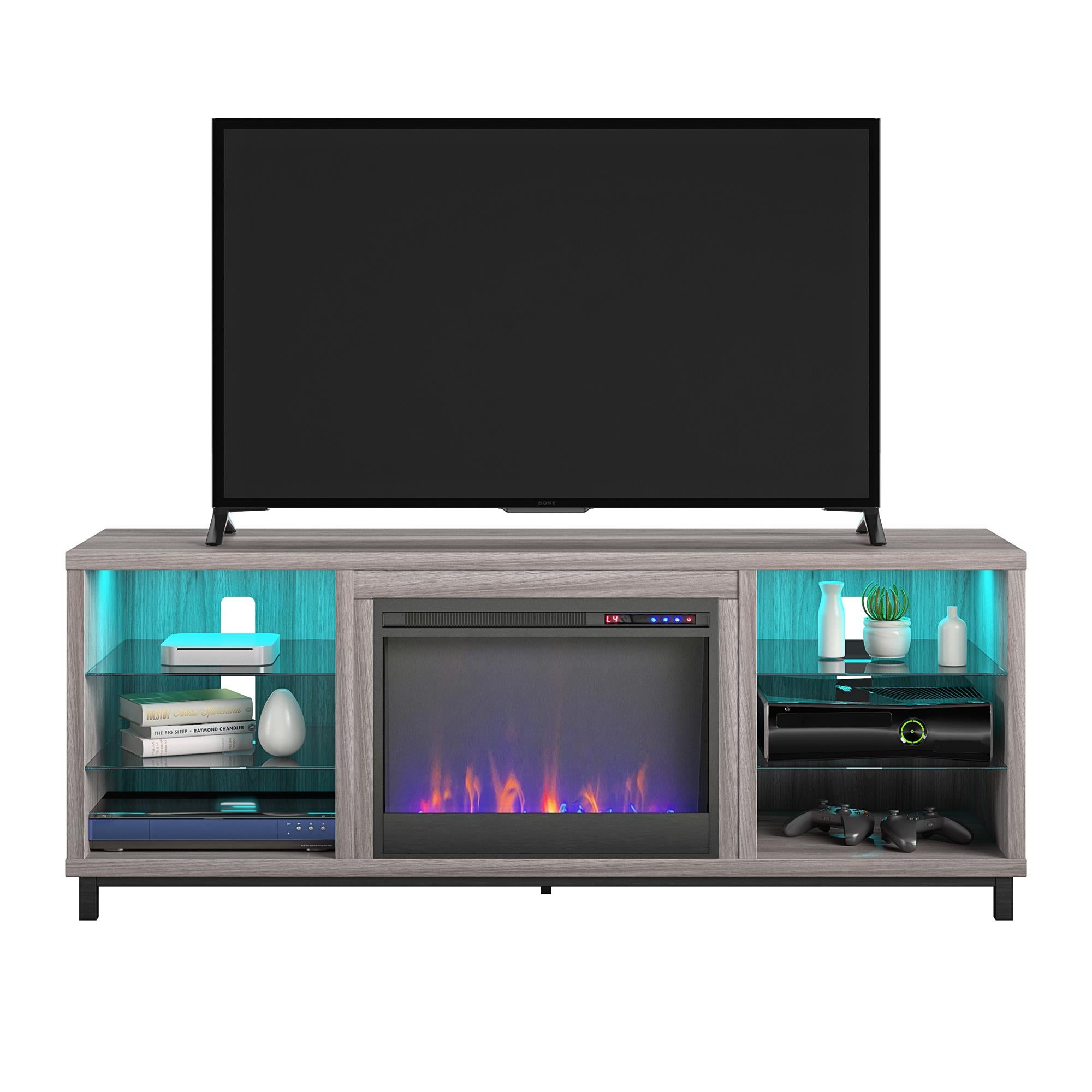 Lumina Fireplace TV Stand for 70 Inch TV with LED Lighting – RealRooms