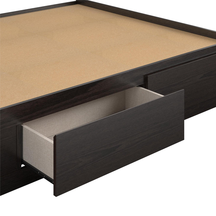 Platform Bed with 2 Large Storage Drawers and No Box Spring Required - Espresso - Full