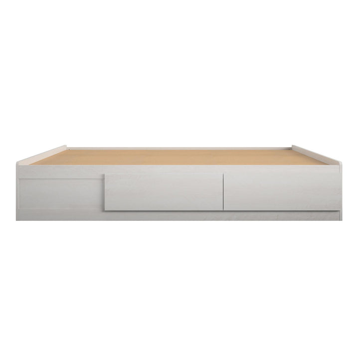 Platform Bed with 2 Large Storage Drawers and No Box Spring Required - Ivory Oak - Full