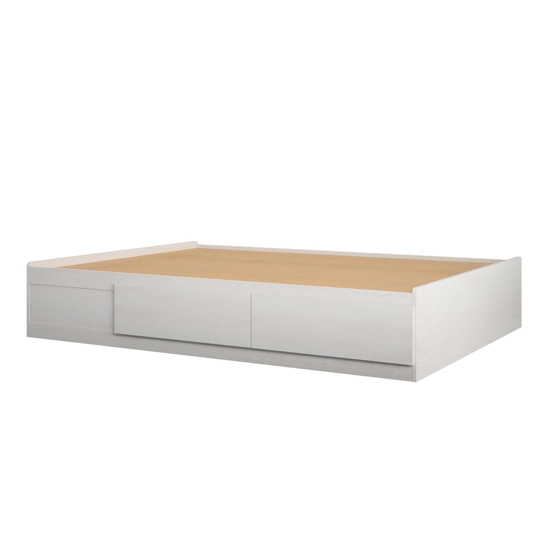 Platform Bed with 2 Large Storage Drawers and No Box Spring Required - Ivory Oak - Full