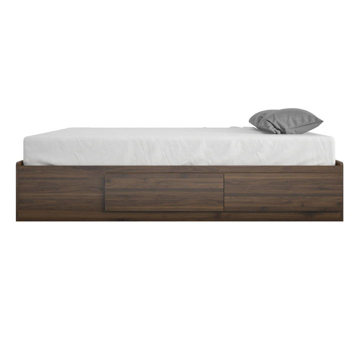 Platform Bed with 2 Large Storage Drawers and No Box Spring Required - Florence Walnut - Full