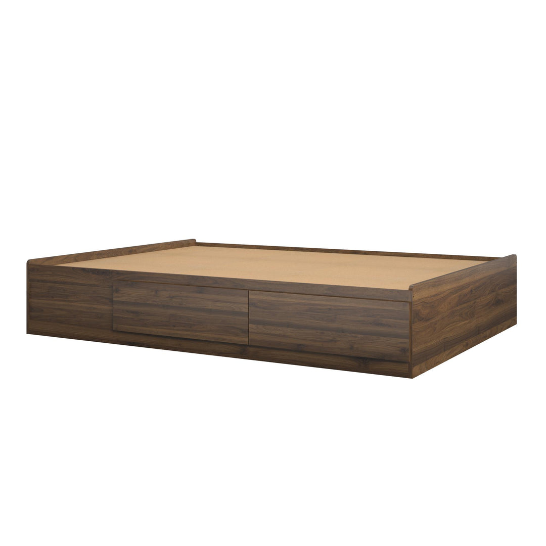 Platform Bed with 2 Large Storage Drawers and No Box Spring Required - Florence Walnut - Full