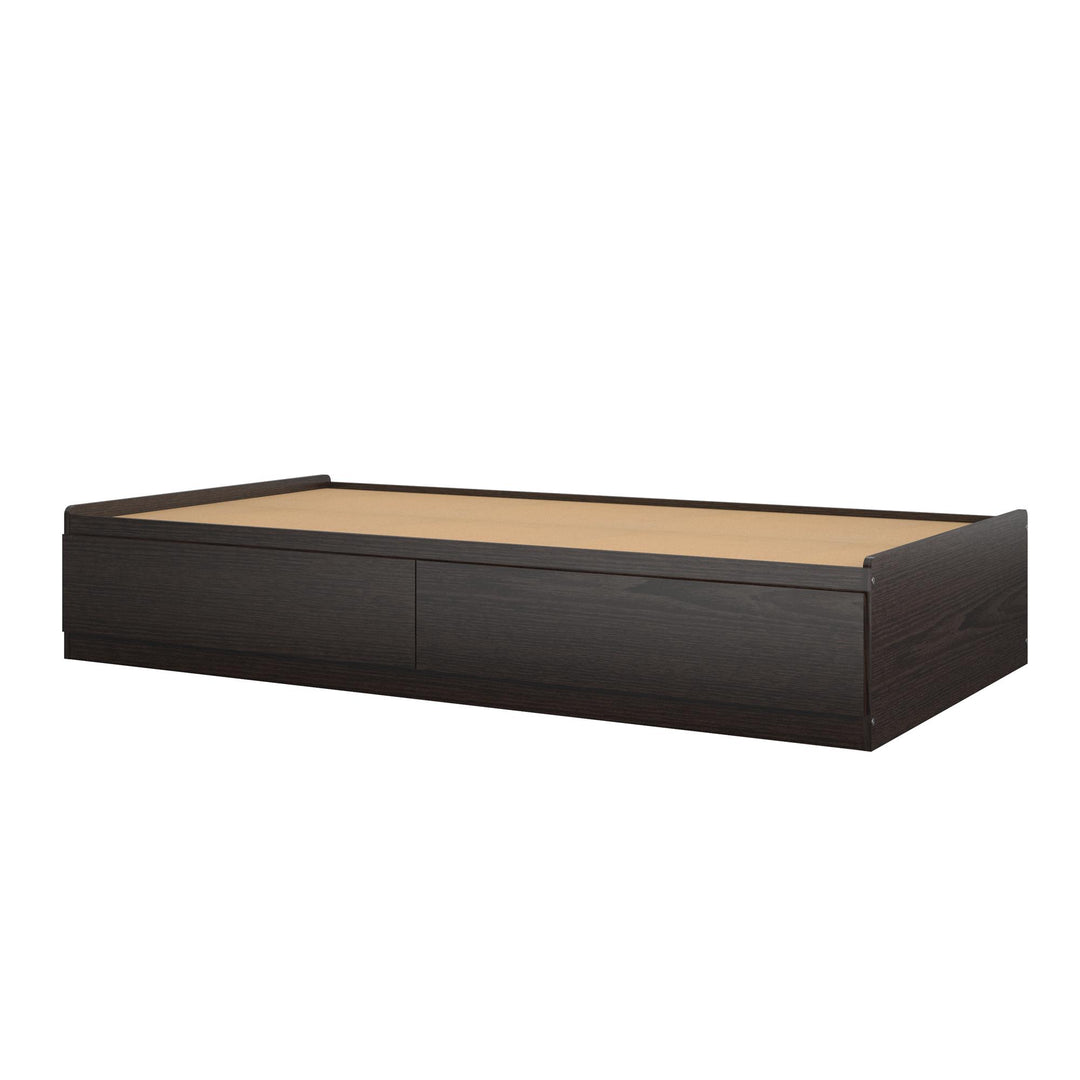 Platform Bed with 2 Large Storage Drawers and No Box Spring Required - Espresso - Twin