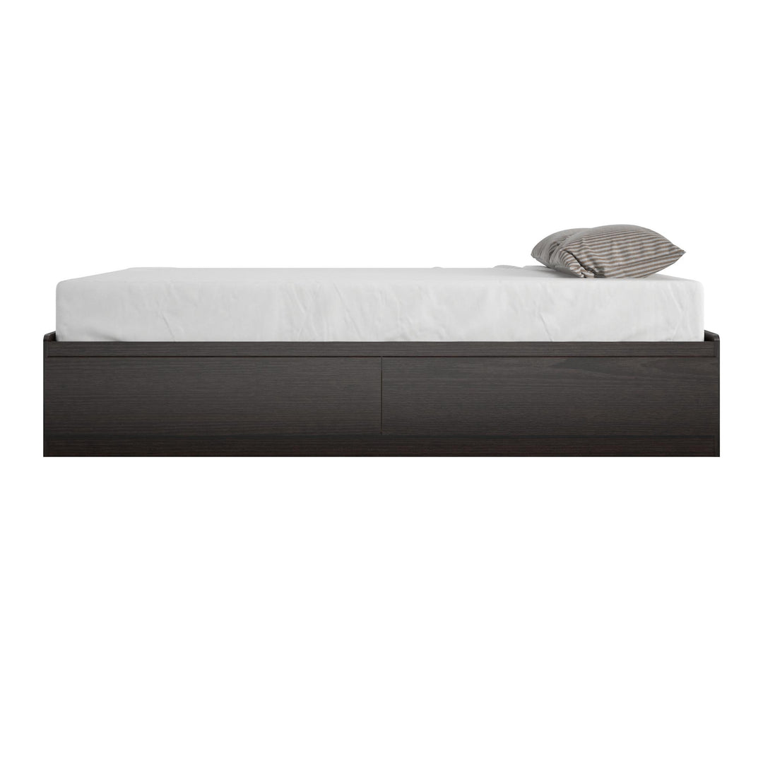 Platform Bed with 2 Large Storage Drawers and No Box Spring Required - Espresso - Twin