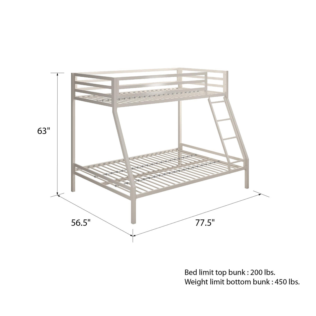 Lara Premium Twin over Full Metal Bunk Bed - White - Twin-Over-Full