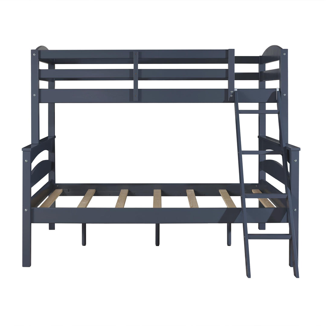 Brady Twin over Full Wooden Bunk Bed Frame with Ladder - Graphite Blue