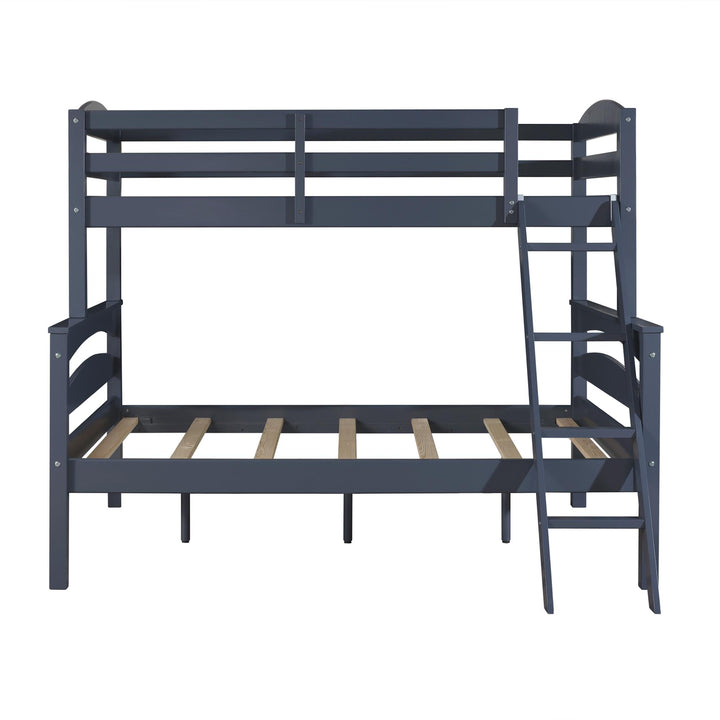 Brady Twin over Full Wooden Bunk Bed Frame with Ladder - Graphite Blue