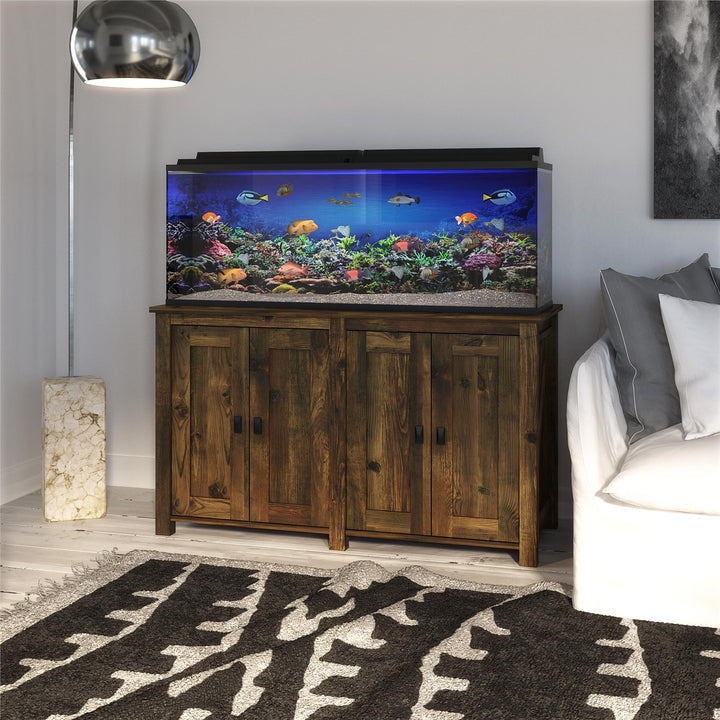 Farmington 55 Gallon Aquarium Stand with 2 Doors and Shelves - Heritage Pine