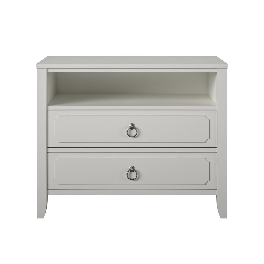 Her Majesty 2 Drawer Nightstand with 1 Open Cubby and 2 Drawers - White