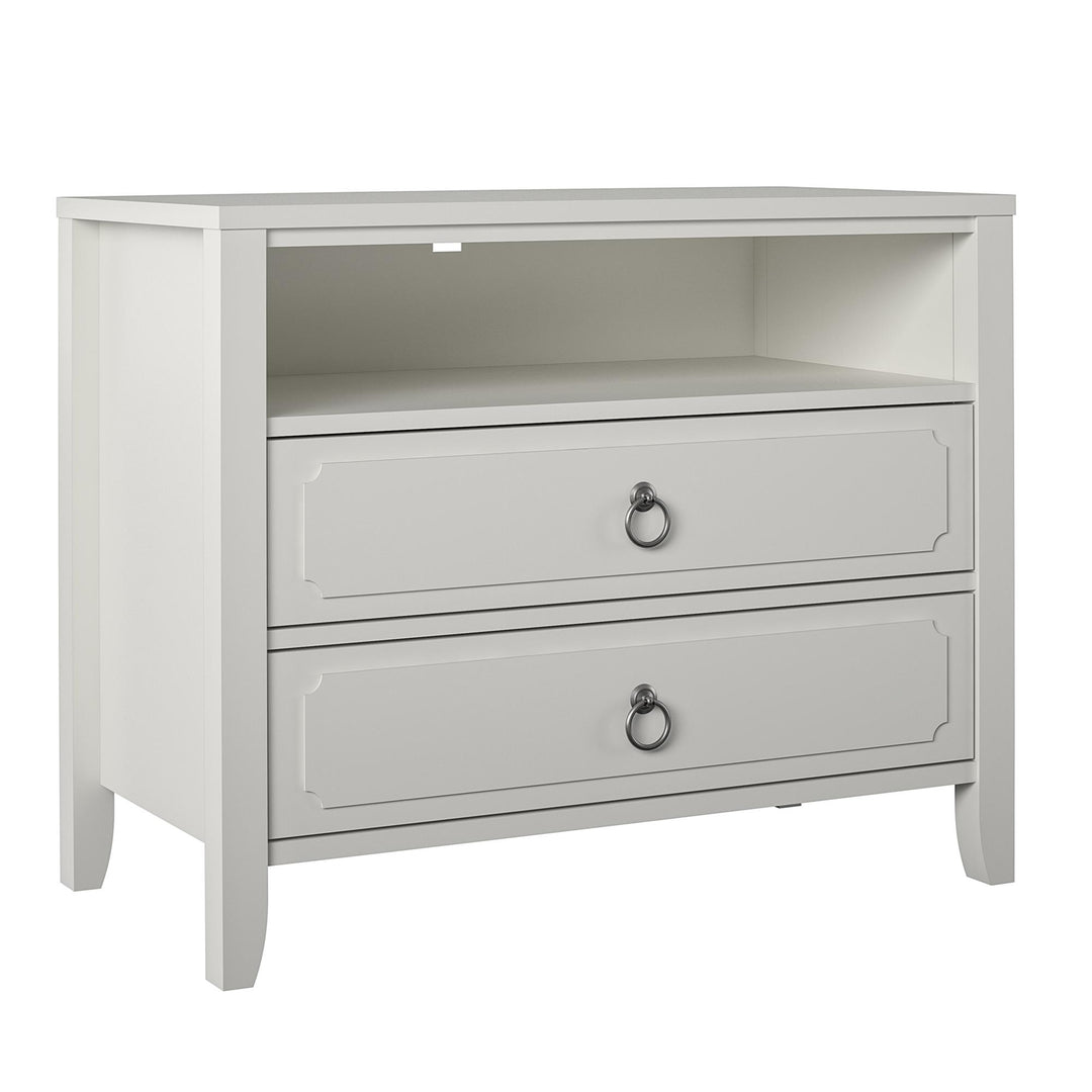 Her Majesty 2 Drawer Nightstand with 1 Open Cubby and 2 Drawers - White