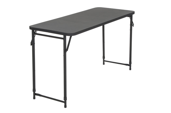 20 Inch x 48 Inch Adjustable Plastic Top Serving Folding Table - Black - 20” x 48”