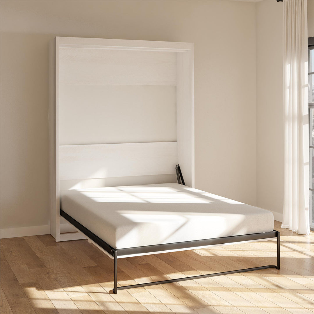 Paramount Queen Murphy Bed with 8" Memory Foam Mattress - Ivory Oak - Queen