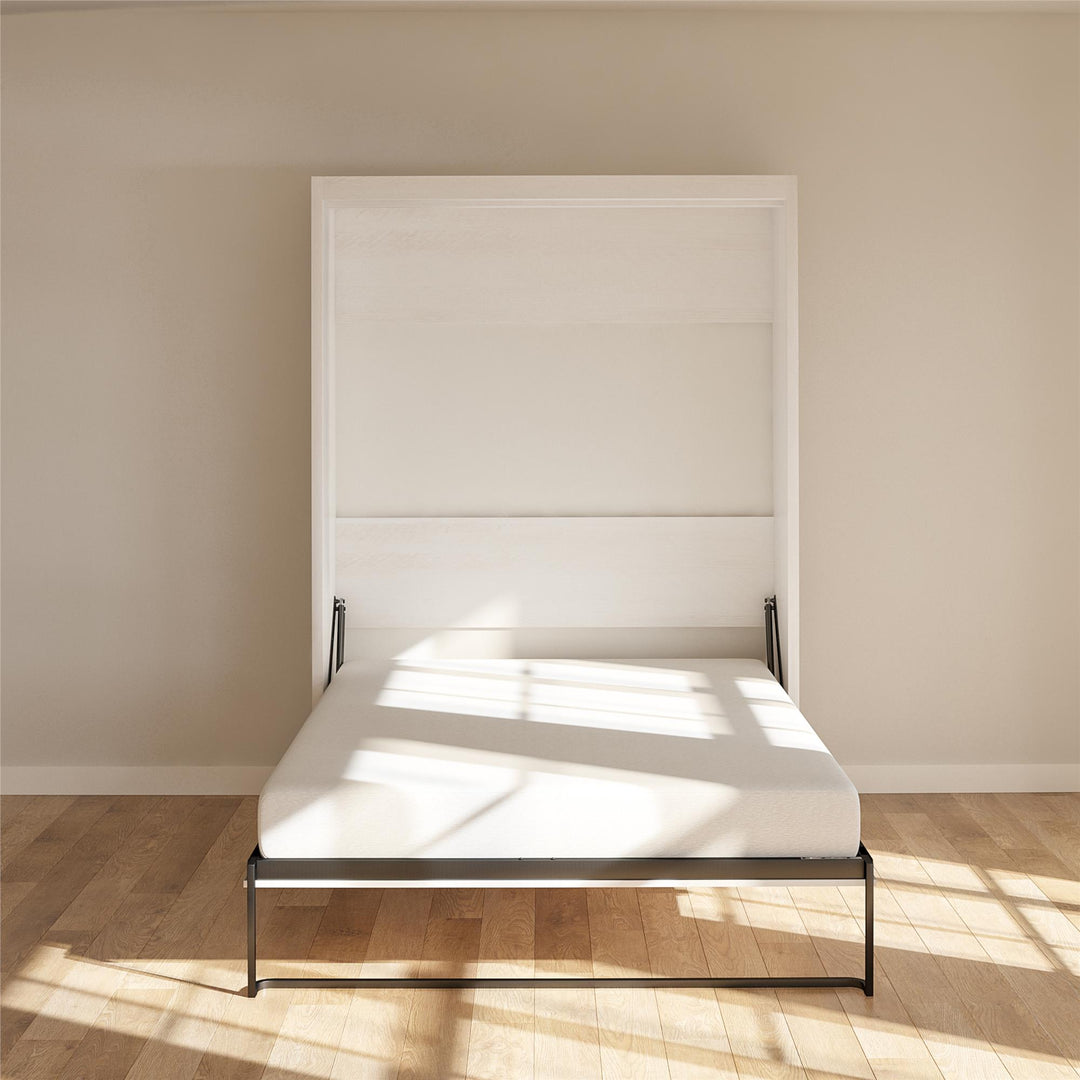 Paramount Queen Murphy Bed with 8" Memory Foam Mattress - Ivory Oak - Queen