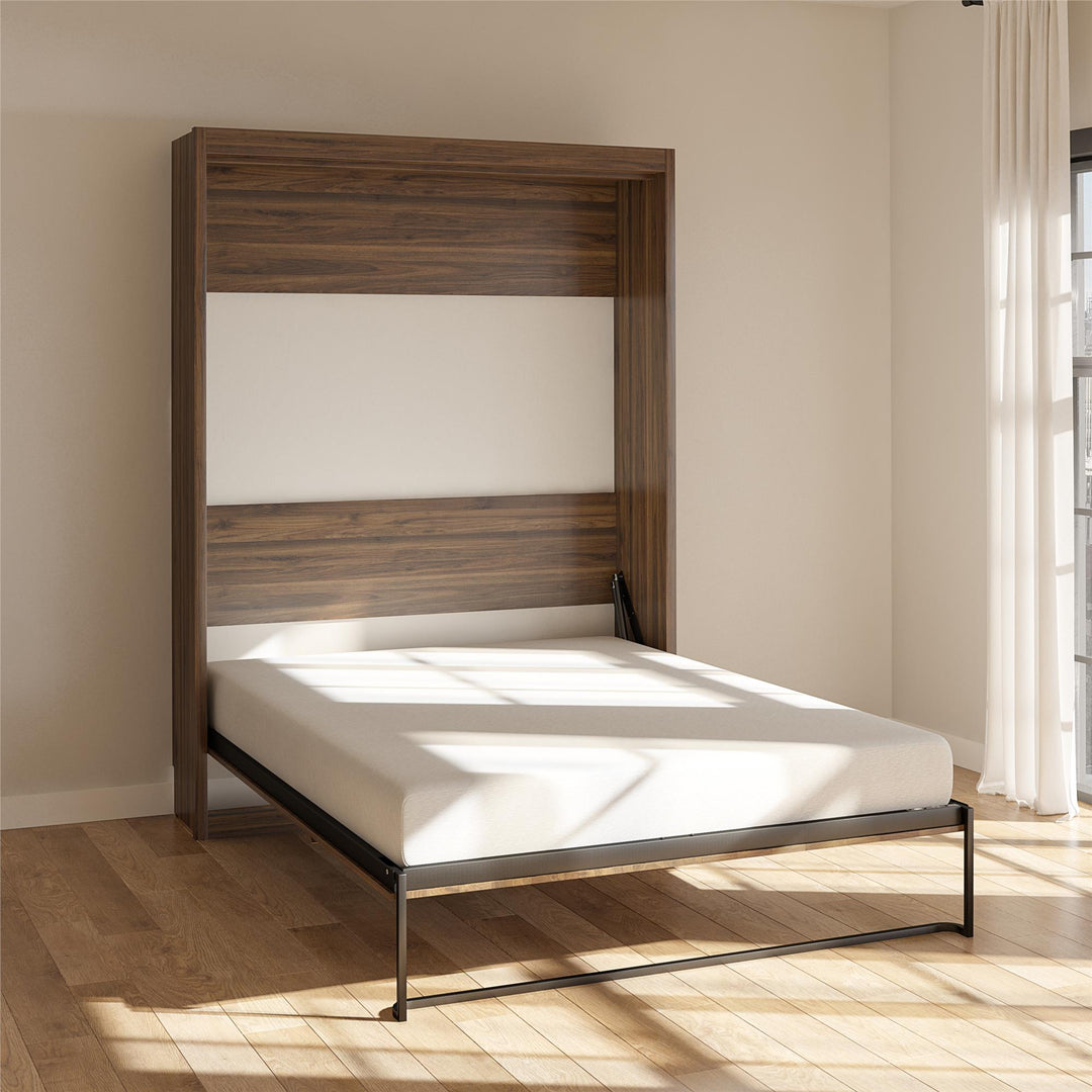 Paramount Queen Murphy Bed with 8" Memory Foam Mattress - Florence Walnut - Queen