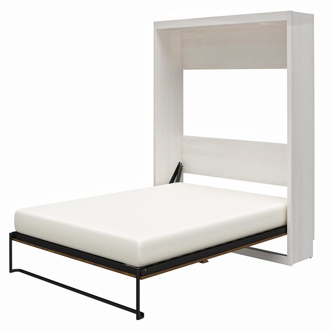 Paramount Queen Murphy Bed with 8" Memory Foam Mattress - Ivory Oak - Queen