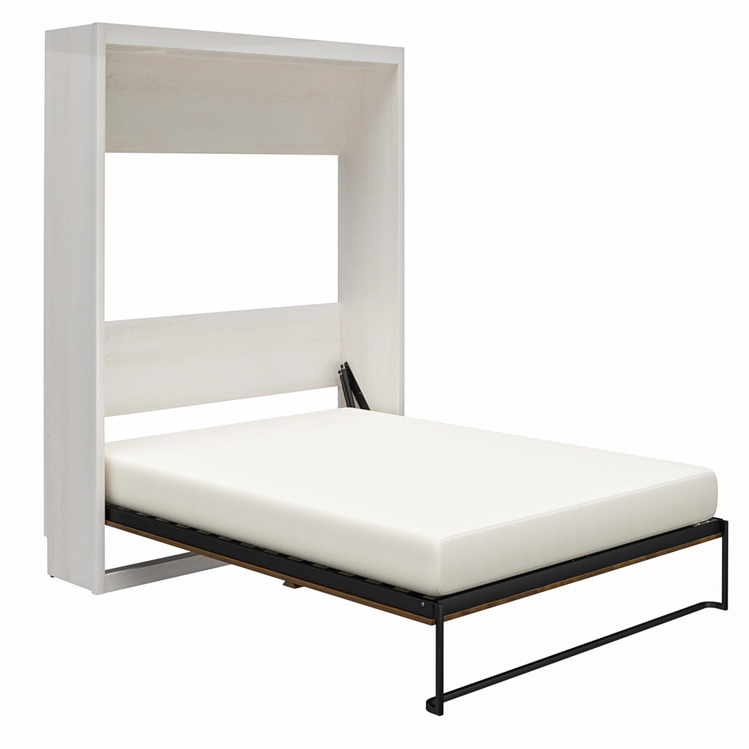 Paramount Queen Murphy Bed with 8" Memory Foam Mattress - Ivory Oak - Queen