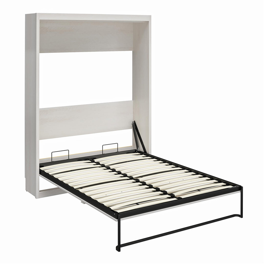 Paramount Queen Murphy Bed with 8" Memory Foam Mattress - Ivory Oak - Queen