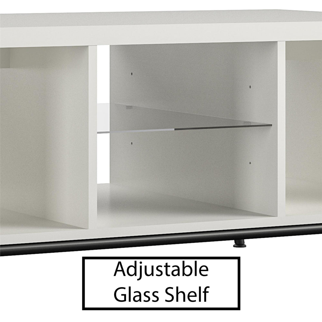 Melbourne Coffee Table with Glass Shelf and 2 Open Compartments - White