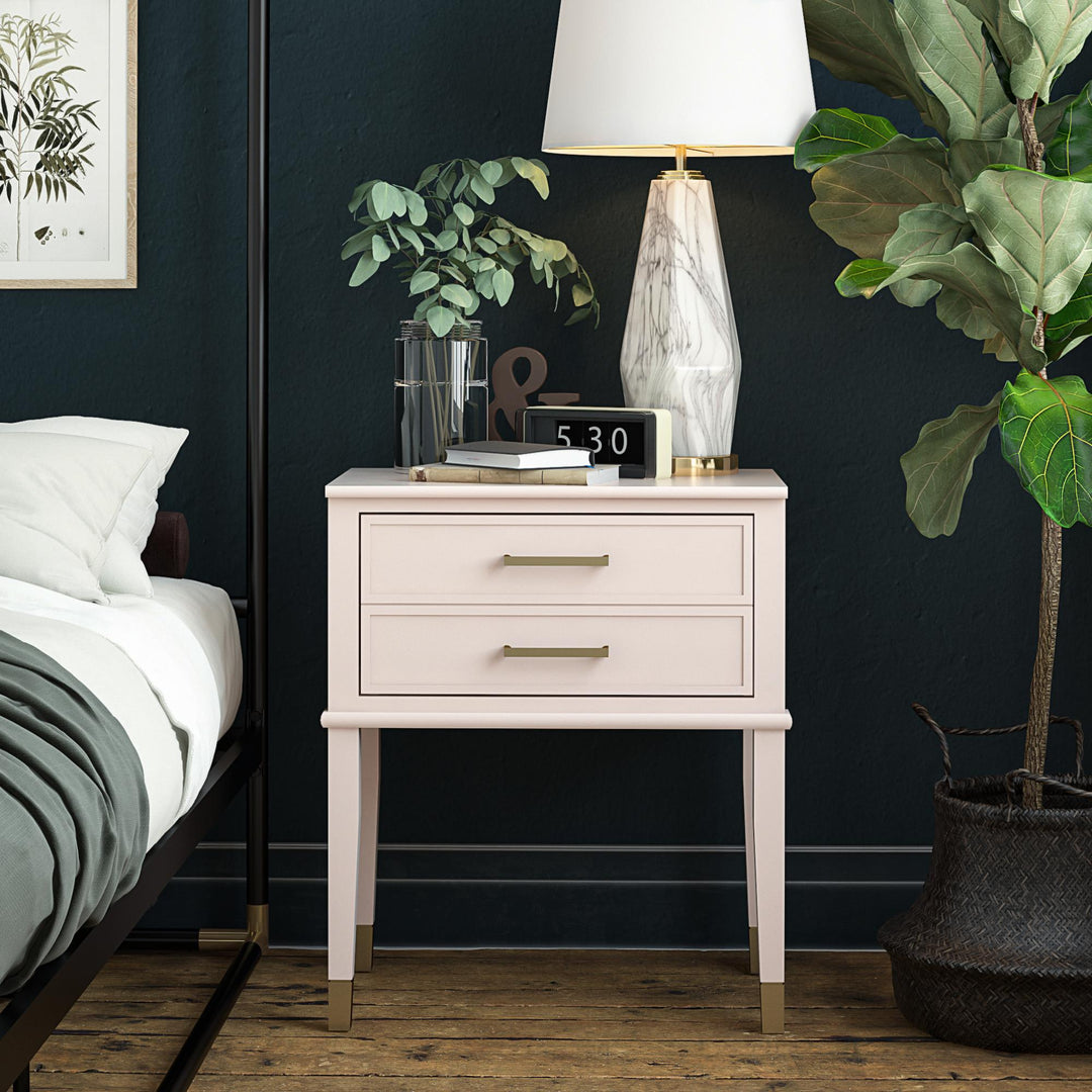 Westerleigh 2 Drawer Nightstand with Gold Accents - Pale Dogwood