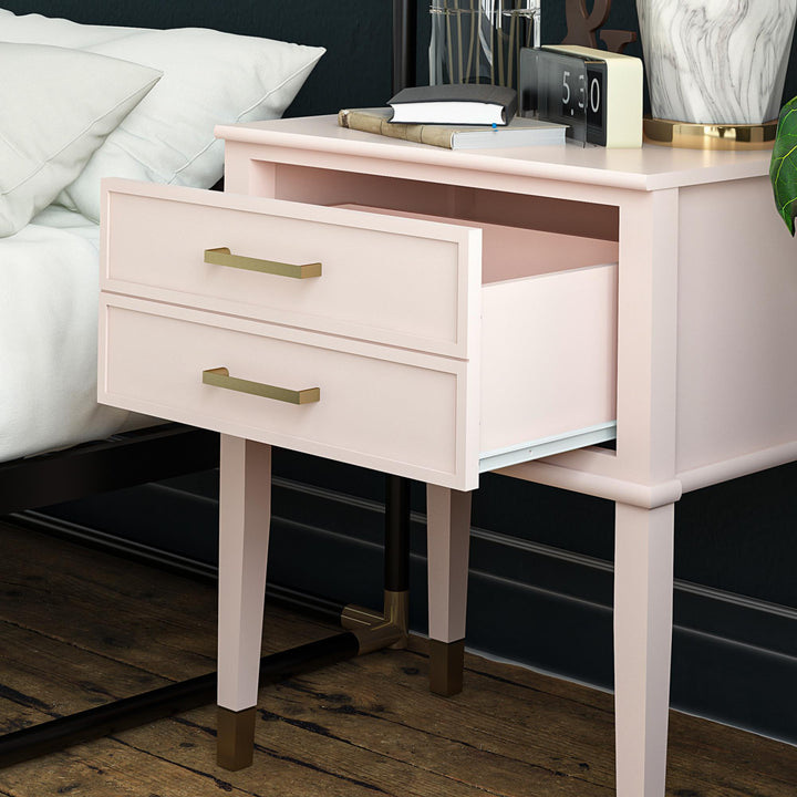 Westerleigh 2 Drawer Nightstand with Gold Accents - Pale Dogwood