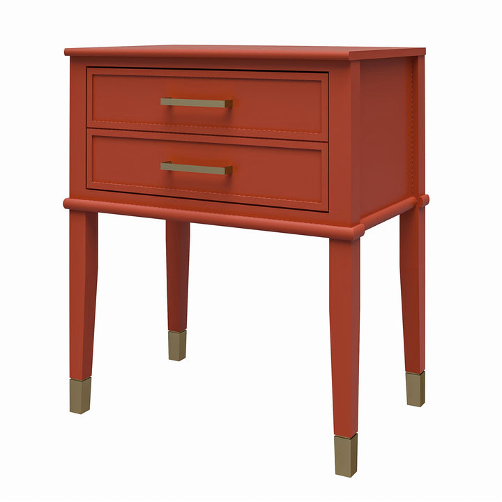 Westerleigh 2 Drawer Nightstand with Gold Accents - Terracotta