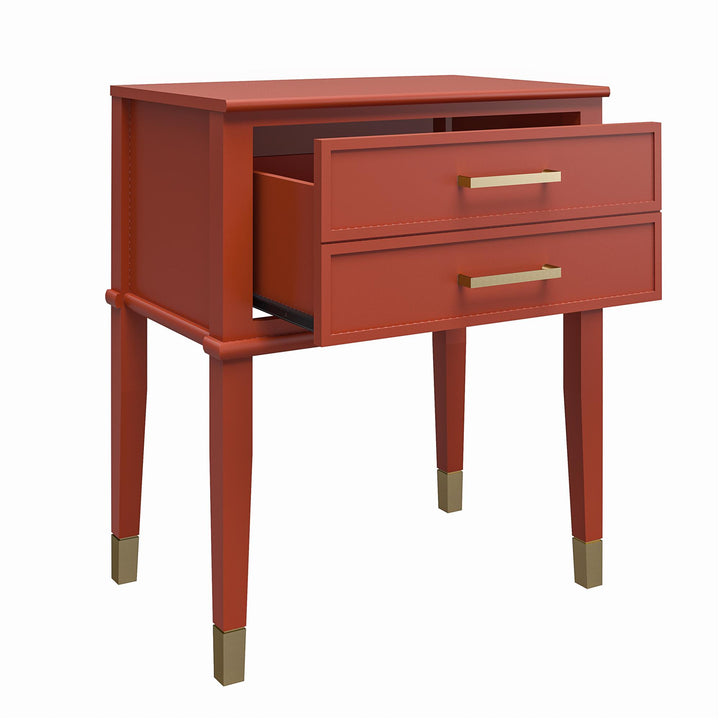 Westerleigh 2 Drawer Nightstand with Gold Accents - Terracotta