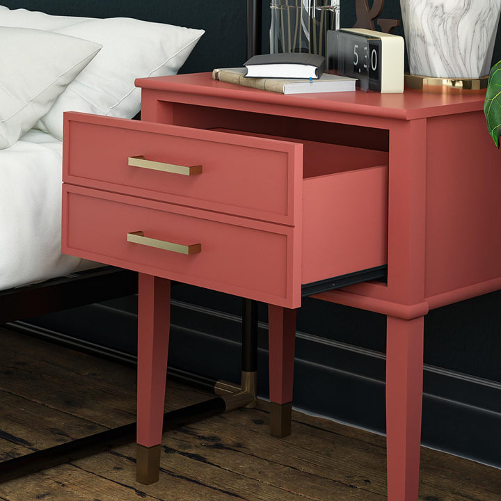 Westerleigh 2 Drawer Nightstand with Gold Accents - Terracotta