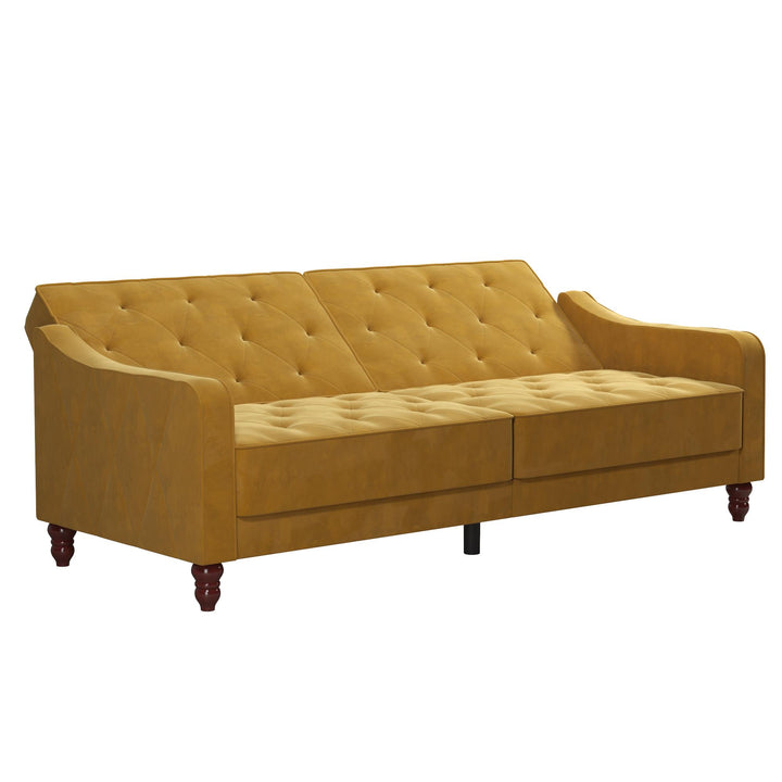 Vintage Tufted Split Back Futon - Mustard