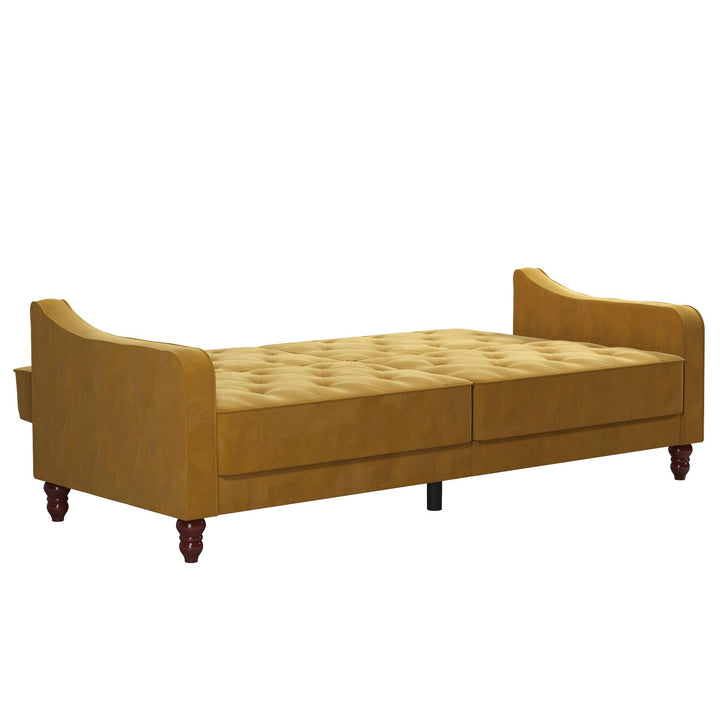 Vintage Tufted Split Back Futon - Mustard