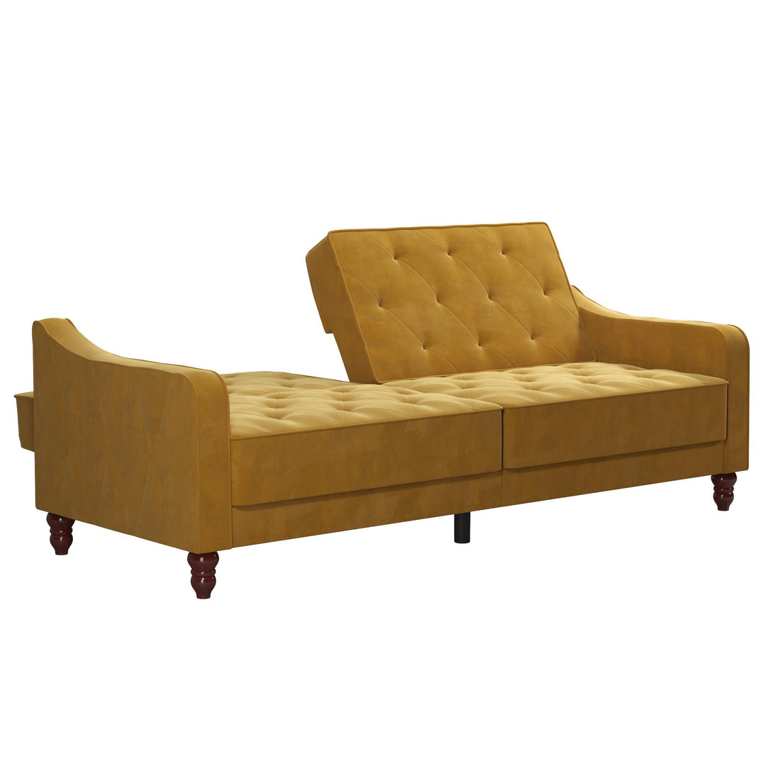 Vintage Tufted Split Back Futon - Mustard