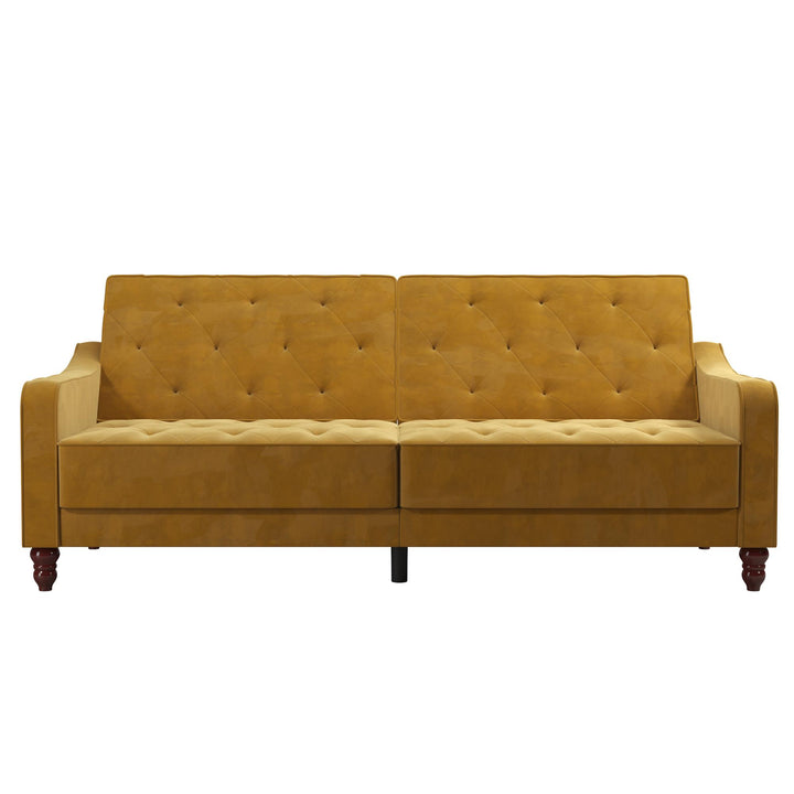 Vintage Tufted Split Back Futon - Mustard