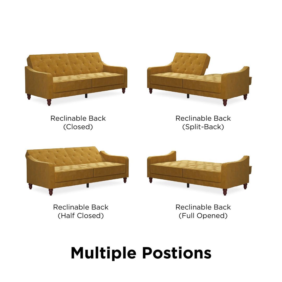 Vintage Tufted Split Back Futon - Mustard