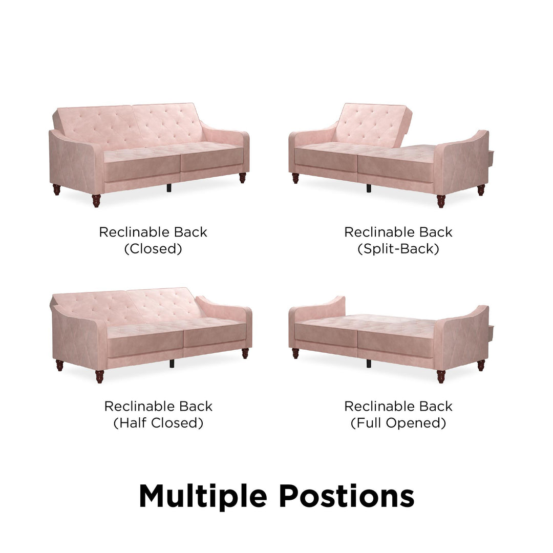 Vintage Tufted Split Back Futon - Pink