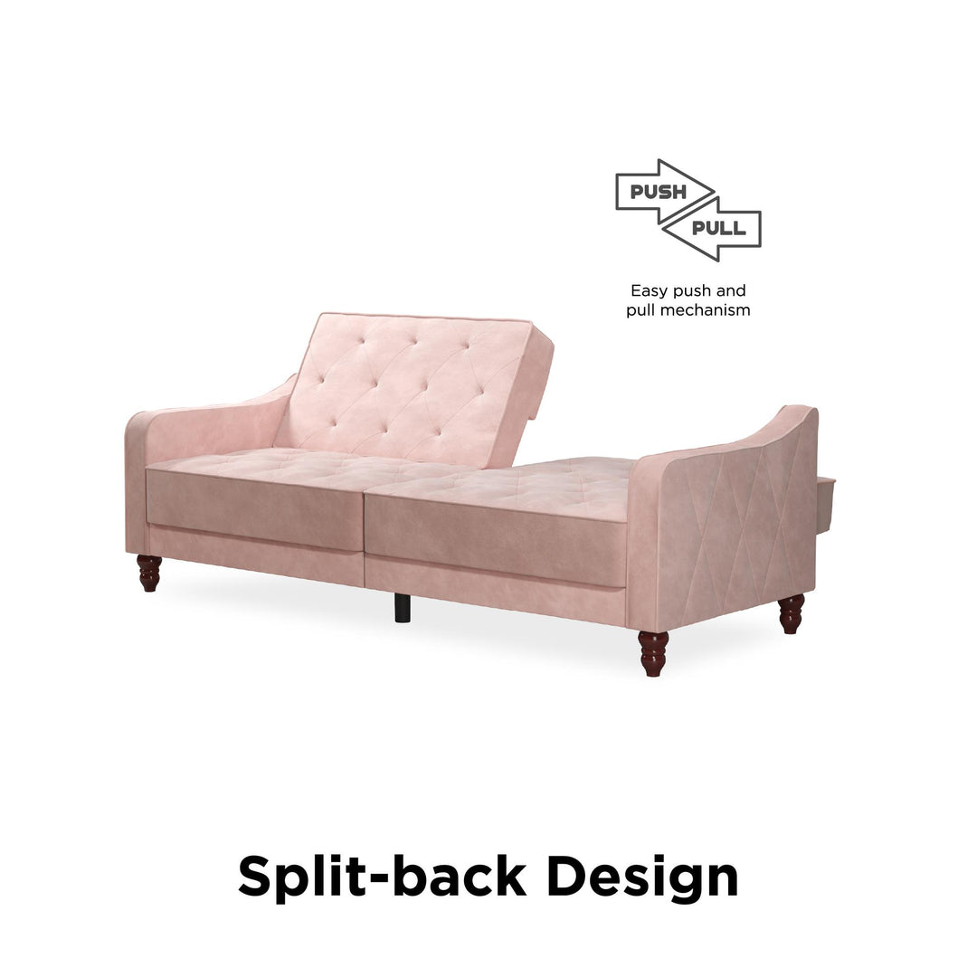 Vintage Tufted Split Back Futon - Pink