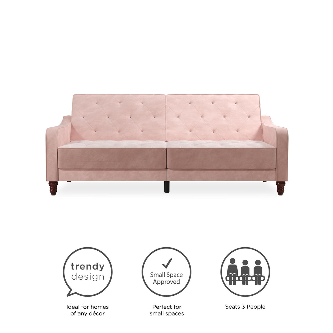 Vintage Tufted Split Back Futon - Pink