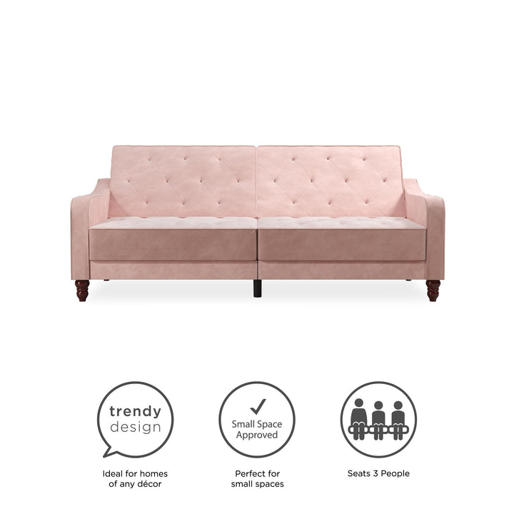 Vintage Tufted Split Back Futon - Pink