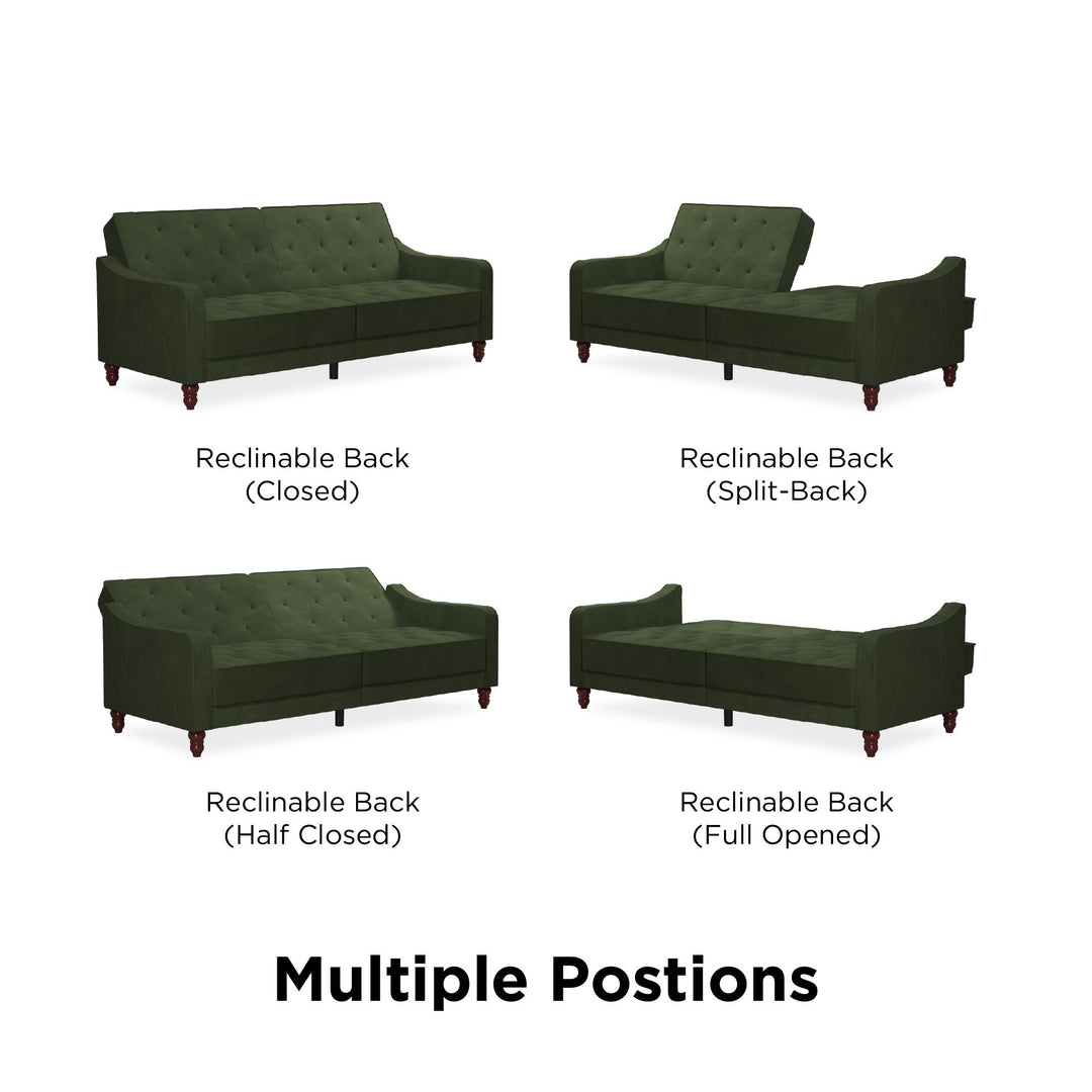 Vintage Tufted Split Back Futon - Olive Green