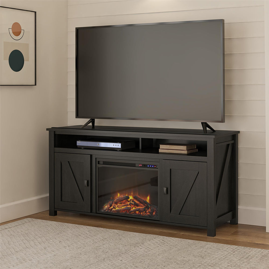 Farmington Electric Fireplace TV Console for TVs up to 60 Inch - Black Oak
