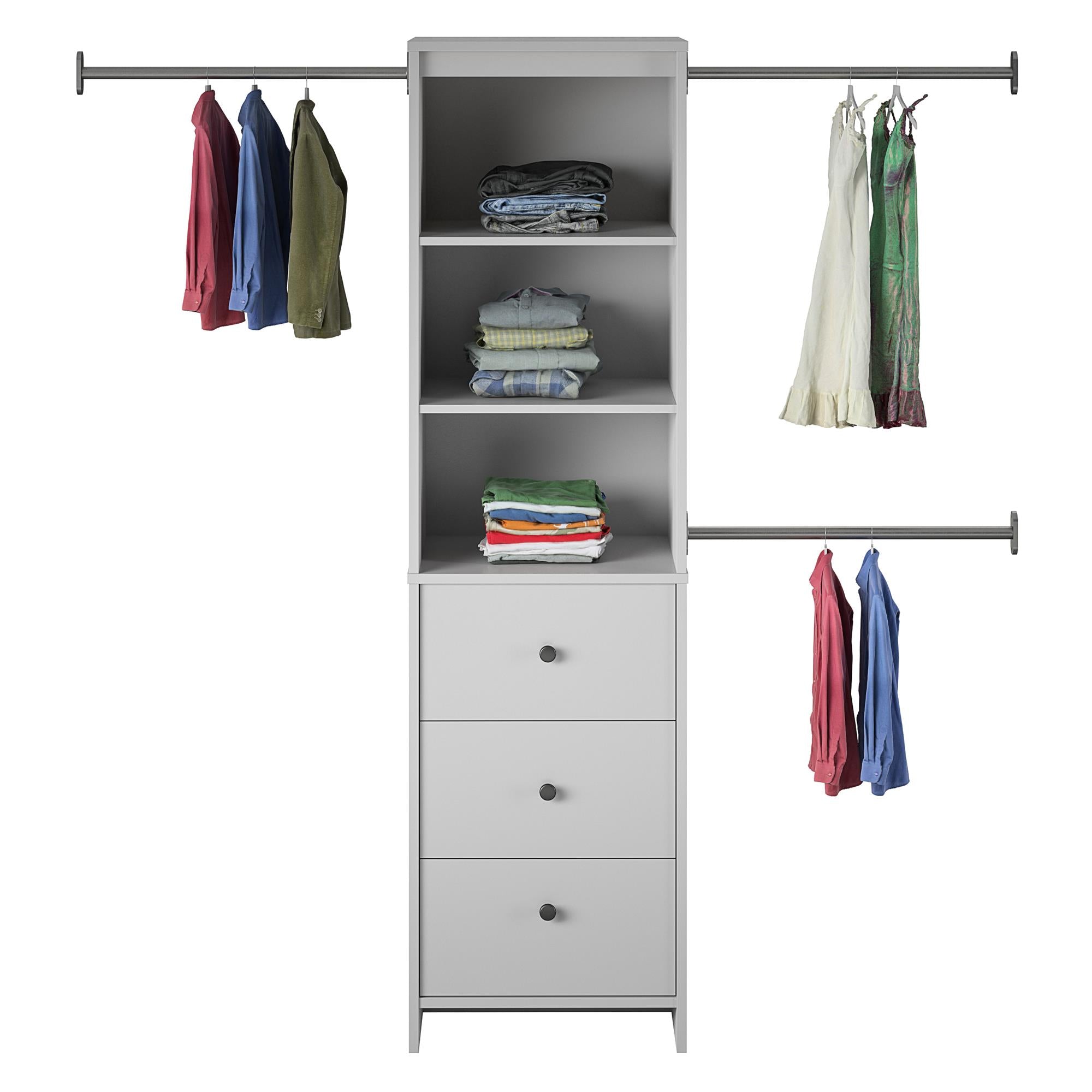 Sturdy 3 Tier Closet Organizer With discount 2 Storage Bins Grey C08