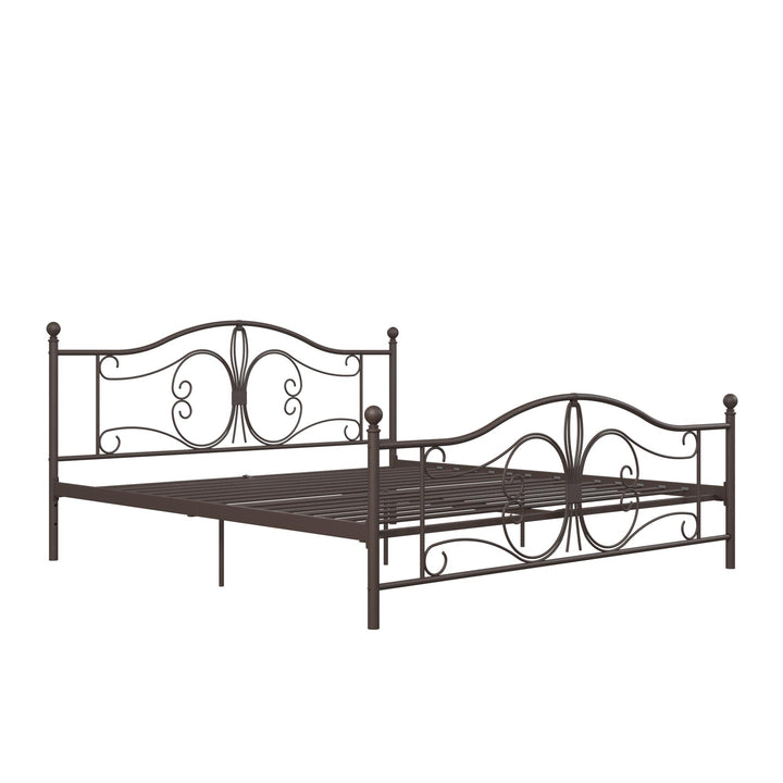 Ballard Victorian Metal Bed with Secured Metal Slats - Bronze - King