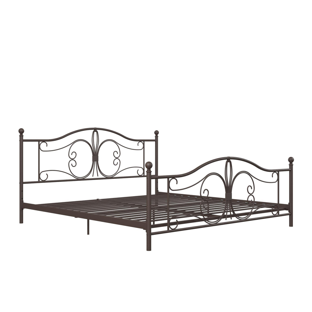 Ballard Victorian Metal Bed with Secured Metal Slats - Bronze - King