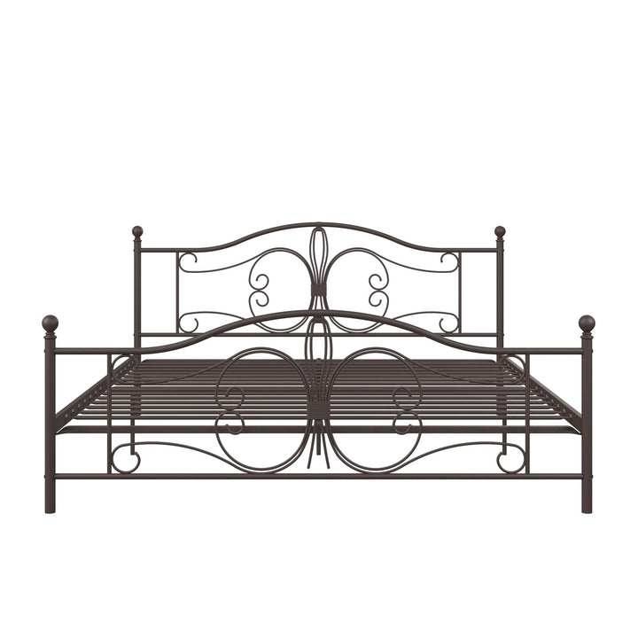 Ballard Victorian Metal Bed with Secured Metal Slats - Bronze - King