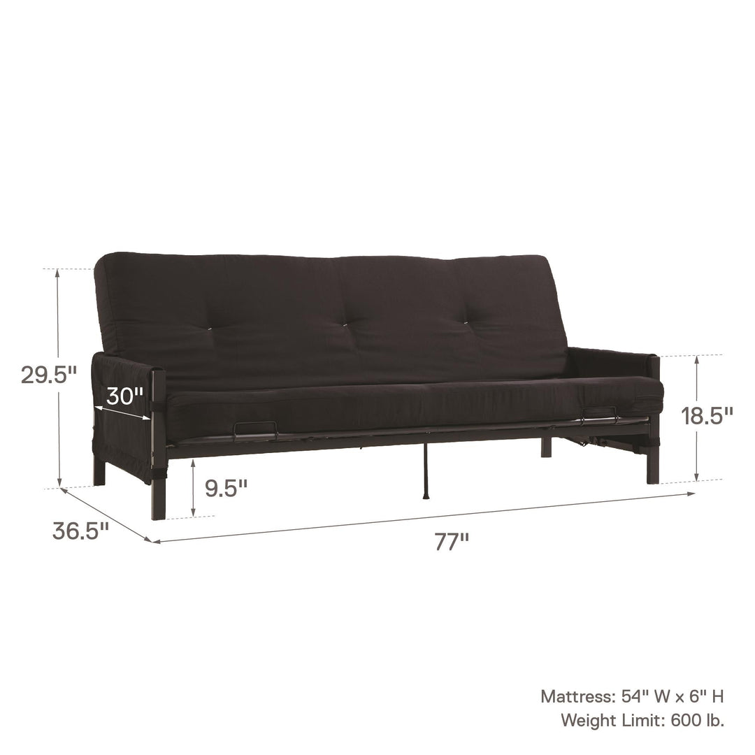 Fairview Storage Futon with 6" Mattress - Black