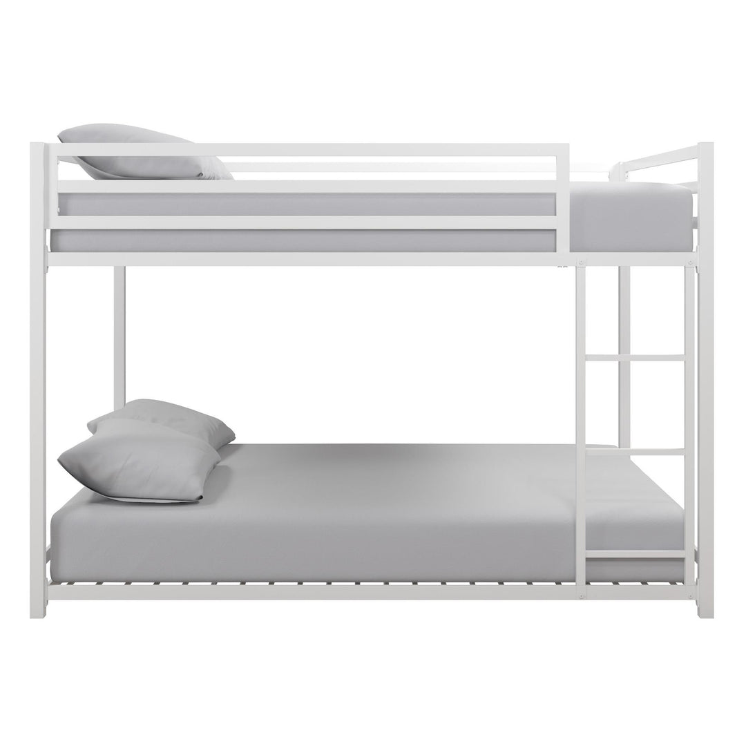 Miles Full Over Full Metal Bunk Bed with Metal Slats and Integrated Ladder - White - Full-Over-Full