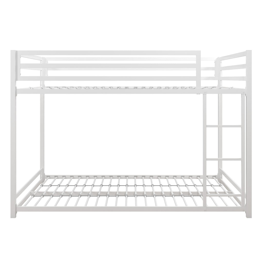 Miles Full Over Full Metal Bunk Bed with Metal Slats and Integrated Ladder - White - Full-Over-Full