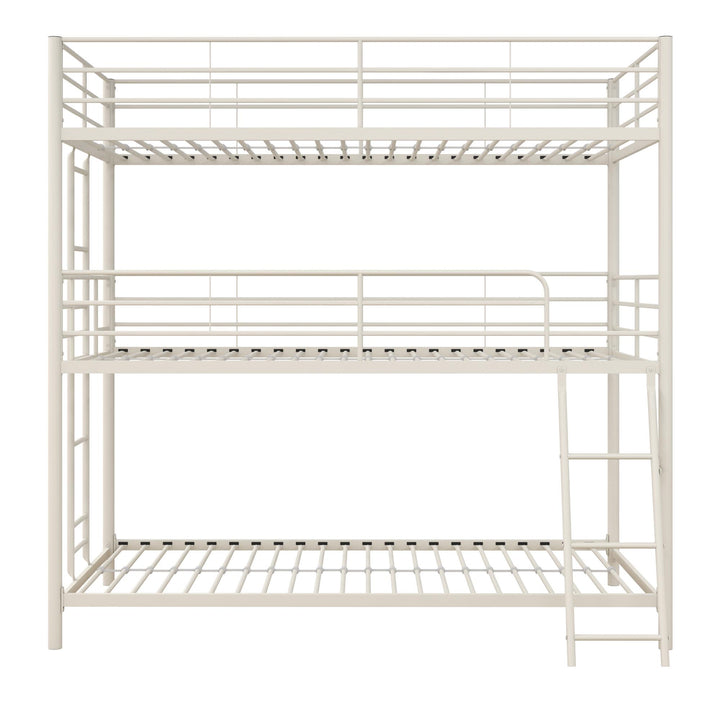 Everleigh Metal Triple Bunk Bed with Metal Slats and 2 Integrated Ladders - White - Twin-Over-Twin