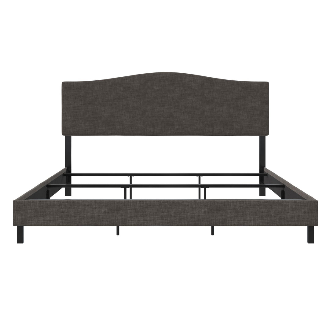 Mason Linen Upholstered Bed with Camelback Curved Headboard - Gray - King