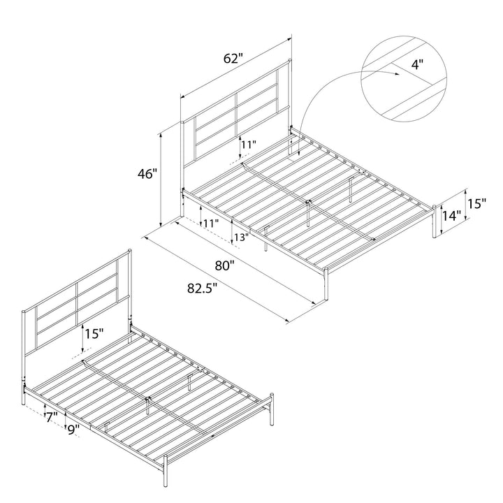 Jensen Metal Bed - Black - Queen