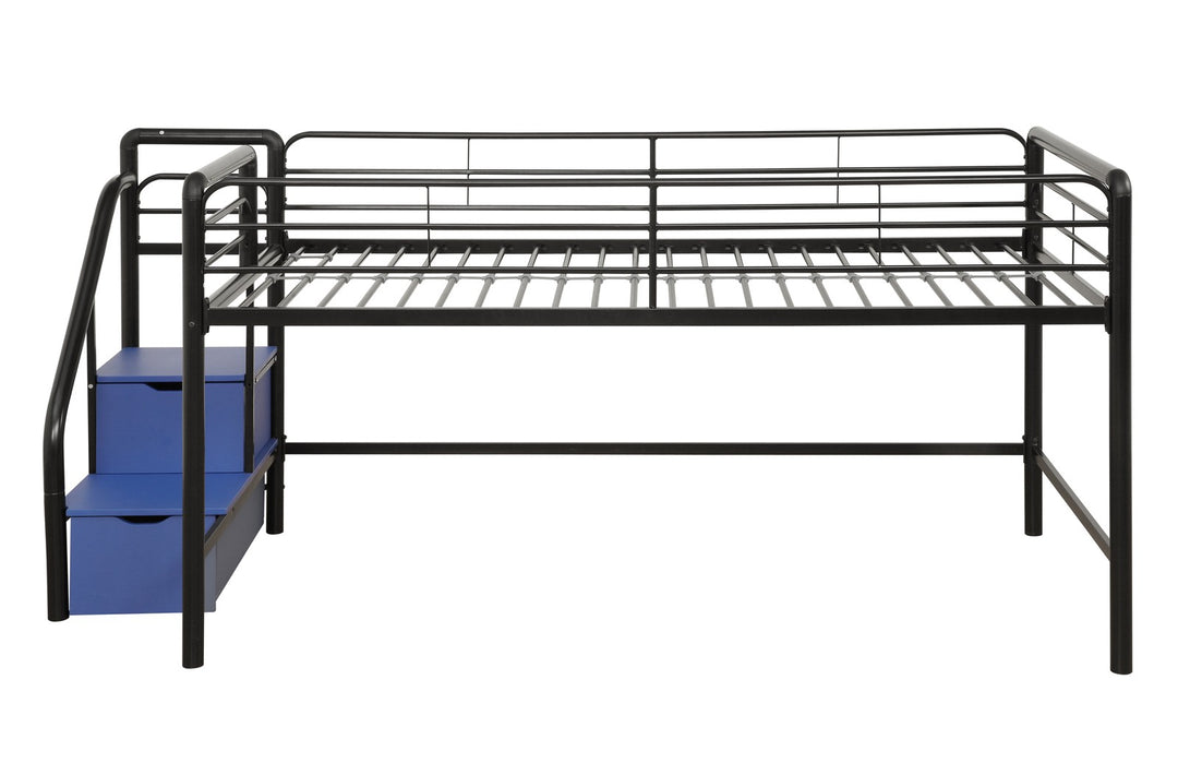 San Junior Low-Height Twin Loft Bed with Storage Steps - Black - Twin