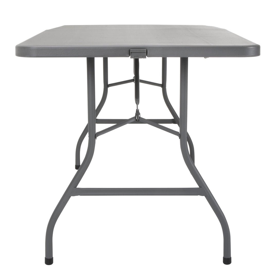 6 ft Fold-in-Half Banquet Folding Table with Handle - Gray - 6’ FIH